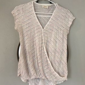 Maeve Rainbow Stripe V Neck Shirt